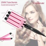 TOP4EVER Curling Iron, 3 Barrels Ceramic Waving Iron, 3 Head Curler, Curly Wavy Hair Style for Short/Medium/Long Hair (25 mm) - Image 3