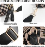Black and White Checkered Crossbody Bag Bum Bag for Women,Spacious Checkered Purse Fanny Packs Belt Bag, khaki Checkered, 12.8x5.6x8.8 inches, Casual - Image 5