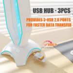 RGB Headphone Stand White and Gaming Headset Stand with 3-USB Hub, Featuring 6 LED colors + Breathing Light Mode, suitable for various places,The Ultimate Gaming Accessory for Gamer - Image 4