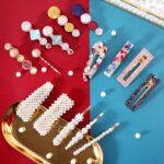 28 PCS Hingwah Pearls and Acrylic Resin Hair Clips, Handmade Hair Barrettes, Marble Alligator bobby pins, Glitter Crystal Geometric Hairpin, Elegant Gold Hair Accessories, Gifts for Women Girls - Image 3