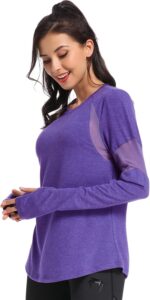 Muzniuer Womens Long Sleeve Workout Shirts-Plain Long Sleeve Tshirt for Women Yoga Sports T-Shirt Activewear with Thumb Hole - Image 4