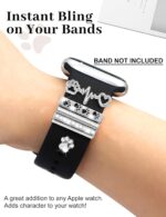 JR.DM Watch Band Charms with Decorative Bling Rings Loops, Compatible with Apple Watch 40mm 41mm 38mm 42mm 44mm 45mm Smart Watch Strap Accessories for iWatch Series 9 8 7 SE 6 5 4 3 2 1 (No Band) - Image 3