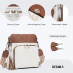 Roulens Crossbody Purse for Women Vegan Leather Medium Crossbody Wallet Bag for Travel Women Shoulder Handbags with Tassel, Beige Brown, 9.8 x 9.8 x 4 inches - Image 4