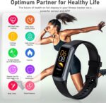 Fitness Tracker with 24/7 Heart Rate, Blood Oxygen Blood Pressure Sleep Monitor, Activity Trackers 5 ATM Waterproof,Step Calorie Counter Pedometer Health Smart Watch for Women Men (Black) - Image 3
