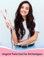 ANGENIL Pro Twist Flat Iron Hair Straightener, 2 in 1 Straightener and Curling Iron for Women, Round Pink Dual Voltage Hair Straightener with Silicone Heat Resistant Mat, 30s Fast Heating, LCD Display - Image 5