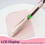 ANGENIL Pro Twist Flat Iron Hair Straightener, 2 in 1 Straightener and Curling Iron for Women, Round Pink Dual Voltage Hair Straightener with Silicone Heat Resistant Mat, 30s Fast Heating, LCD Display - Image 7