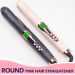 ANGENIL Pro Twist Flat Iron Hair Straightener, 2 in 1 Straightener and Curling Iron for Women, Round Pink Dual Voltage Hair Straightener with Silicone Heat Resistant Mat, 30s Fast Heating, LCD Display - Image 8