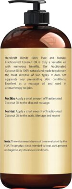 Handcraft Blends Fractionated Coconut Oil – 100% Pure & Natural Premium Therapeutic Grade – Huge 16 Fl Oz (Pack of 1) - Coconut Carrier Oil for Aromatherapy, Massage, Moisturizing Skin & Hair - Image 3
