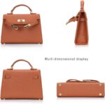 mothgel Womens Mini Leather Satchel Bags 9 * 2.5 * 5.5in Shoulder Purses Top Handle Handbags Ladies Designer Purses (Orange), Orange-golden Buckle - Image 6