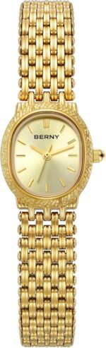 BERNY Gold Watches for Women Oval Ladie's Small Watch Quartz Movement 3ATM Waterproof Female Wrist Watch Small and Exquisite Tools Included - Image 7
