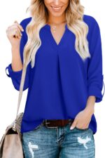 Gaharu Women's Button Down Tank Top V Neck Pleated Sleeveless Blouse Shirt - Image 4