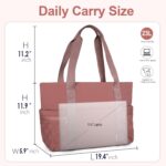 NOL Natural Organic Lifestyle Lightweight Puffer Tote Bag for Women - Quilted Shoulder Bag with Zippered Compartments | Waterproof Puffy Handbag for Travel, Work, Nurse, Gym, Dark pink - Image 3