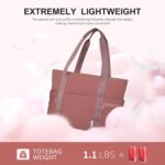 NOL Natural Organic Lifestyle Lightweight Puffer Tote Bag for Women - Quilted Shoulder Bag with Zippered Compartments | Waterproof Puffy Handbag for Travel, Work, Nurse, Gym, Dark pink - Image 4
