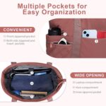 NOL Natural Organic Lifestyle Lightweight Puffer Tote Bag for Women - Quilted Shoulder Bag with Zippered Compartments | Waterproof Puffy Handbag for Travel, Work, Nurse, Gym, Dark pink - Image 5