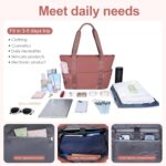 NOL Natural Organic Lifestyle Lightweight Puffer Tote Bag for Women - Quilted Shoulder Bag with Zippered Compartments | Waterproof Puffy Handbag for Travel, Work, Nurse, Gym, Dark pink - Image 7