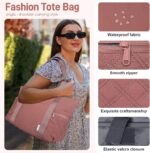 NOL Natural Organic Lifestyle Lightweight Puffer Tote Bag for Women - Quilted Shoulder Bag with Zippered Compartments | Waterproof Puffy Handbag for Travel, Work, Nurse, Gym, Dark pink - Image 8