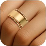 2 Pack Stacking Rings for Oura Ring Gen 4/Gen 3, 14k Gold/Silver Twist Rope Beaded Rings Non Tarnish, Oura Stacking Ring for Women Size 6-10, Smart Ring Accessories - Image 2