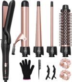 5 in 1 Curling Iron with Interchangeable Ceramic Barrels (0.35"-1.5"), Curling Wand Set with Flat Iron Hair Straightener, Thermal Brush, Fast Heating, Dual Voltage Hair Curler, Gifts for Women - Image 2