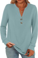 ANRABESS Women's Long Sleeve Shirts 2025 Fall Henley Business Casual Tops Cute T-Shirts Work Blouses Outfits Vacation Clothes - Image 2