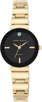 Anne Klein Women Analog Japanese Quartz Watch with Metal Strap AK/2434BKGB, Gold & Black - Image 2