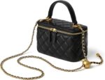 DORIS&JACKY Small Quilted Box Crossbody Purse For Women Designer Leather Mini Top Handle Pouch Bag With Metal Chain Strap - Image 2