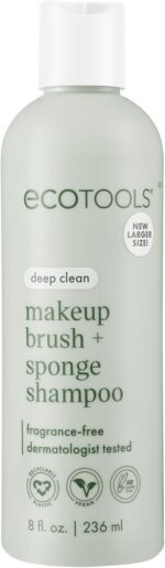 EcoTools Makeup Brush + Sponge Shampoo, Remove Makeup & Impurities From Tools, Sponges, & Puffs, Fragrance-Free Brush Cleanser, No Harsh Chemicals, Vegan, & Cruelty-Free, 8 fl. oz./236 ml. Bottle - Image 2