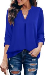 Gaharu Women's Button Down Tank Top V Neck Pleated Sleeveless Blouse Shirt - Image 2