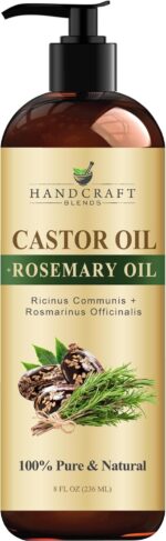 Handcraft Castor Oil with Rosemary Oil for Hair Growth, Eyelashes, Eyebrows - Hair Styling Oil - 100% Pure and Natural Carrier Oil Hair, Body Oil - Moisturizing Massage Oil for Aromatherapy - 8 fl. Oz - Image 2