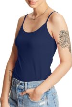 Hanes Women's Stretch Cotton Cami with Built-In Shelf Bra Cami Shirt (pack of 1) - Image 2