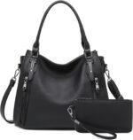 Hobo Bags for Women Handbags Ladies Purse Boho Shoulder Bag Large Crossbody Purses Designer Vegan Leather Brown with Wallet - Image 2