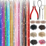 LEDIZE Hair Ornaments Kit With 18 Colors For Girls, 7600 Strands, Fairy Hair Extensions, Holographic Hair Ornaments, Heat Resistant, Colorful Hair Glitter, Cream Party - Image 2