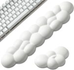 Leolee Keyboard Cloud Wrist Rest & Mouse Set, White W/ Leather Surface Non-Slip Base Palm Relieve Arm Pain Pc Gaming/Office/Computer/Laptop(Cd001) - Image 2