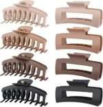 LuSeren Hair Clips for Women 4.3 Inch Large Hair Claw Clips for Women Thin Thick Curly Hair, Big Matte Banana Clips,Strong Hold jaw clips,Neutral Colors - Image 2