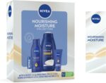 NIVEA Nourishing Moisture Collection Skin Care Set, Nourishing Care Body Wash, 20 Fl Oz + Body Lotion, 13.5 Fl Oz + Hand Cream, 2.6 Oz + Moisture Lip Care Balm, 0.17 Oz, Holiday Gifts for Women - Image 2