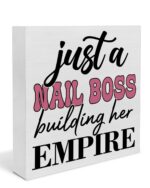 Nail Tech Gifts for Women, Nail Salon Beauty Room Decor, a Boss Building Her Empire Wooden Sign for Desk - Image 2