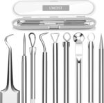 None brand 5PCS Blackhead Remover Comedone Extractor, Curved Blackhead Tweezers Kit, Professional Stainless Pimple Acne Blemish Removal Tools Kit - Image 2