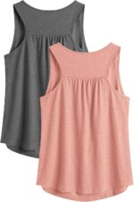 PINSPARK Workout Tops for Women Racerback Tank Tops Sleeveless Athletic Running Shirts Lightweight Yoga Gym Tank,2 Pack S-3XL - Image 2