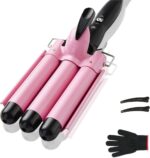 TOP4EVER Curling Iron, 3 Barrels Ceramic Waving Iron, 3 Head Curler, Curly Wavy Hair Style for Short/Medium/Long Hair (25 mm) - Image 2
