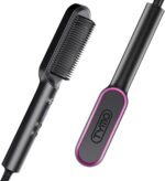 TYMO Hair Straightener Brush, Hair Iron with Built-in Comb. Tourmaline Ceramic Coating. Fast Heating & 5 Temp Settings. Hair Straightener Brush That Salon Styling at Home. (Matte Black) - Image 2