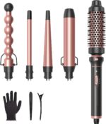 Wavytalk 5-in-1 Curling Wand Set with Curling Brush, 4 Interchangeable Ceramic Wands (0.89-3.2cm), Heat-Protective Glove, 2 Clips, Instant Heating - Image 2