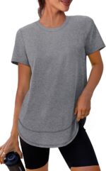 Womens Workout Tops Short Sleeve Shirts with Sun Protection UPF 50+ Quick Dry Outfits for Hiking Running S-3XL - Image 2