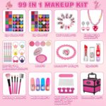 34 Pcs Kids Makeup Kit for Girls, Princess Real Washable Pretend Play Cosmetic Set Toys with Mirror, Non-Toxic & Safe, Birthday Gifts for 3 Years Old Girls Kids - Image 3