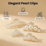 Pearl Hair Clips for Women Girl, Large Small Hair Claw Clip Strong Hold,Big Banana Jaw Clip Barrettes Nonslip,Birthday Christmas New Year Gift for Thick Thin Curly Hair(4 Size) - Image 4
