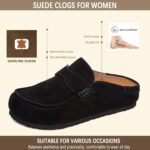 Women's Suede Mules Genuine Leather Clogs Closed Square Toe Slip On Durable Clogs for Women Footwear Non-Slip Outsole Comfort Shoes for All Season Casual Daily - Image 4