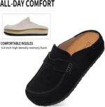 Women's Suede Mules Genuine Leather Clogs Closed Square Toe Slip On Durable Clogs for Women Footwear Non-Slip Outsole Comfort Shoes for All Season Casual Daily - Image 5