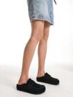 Women's Suede Mules Genuine Leather Clogs Closed Square Toe Slip On Durable Clogs for Women Footwear Non-Slip Outsole Comfort Shoes for All Season Casual Daily - Image 6