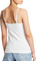 Hanes Women's Stretch Cotton Cami With Built-In Shelf Bra, Women’s Cotton Tank, Women’s Stretch Cotton Camisole - Image 3