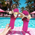 Women's Flat Slide Sandals with Floral Print Bow, Pink, Open Toe, Slip-On, Synthetic, Casual - Image 3