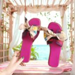 Women's Flat Slide Sandals with Floral Print Bow, Pink, Open Toe, Slip-On, Synthetic, Casual - Image 4