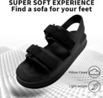 Women's Platform Sandals with Arch Support, Lightweight Foam Slip on Slides, Comfortable Summer Beach Sandals with Adjustable Buckle - Image 4